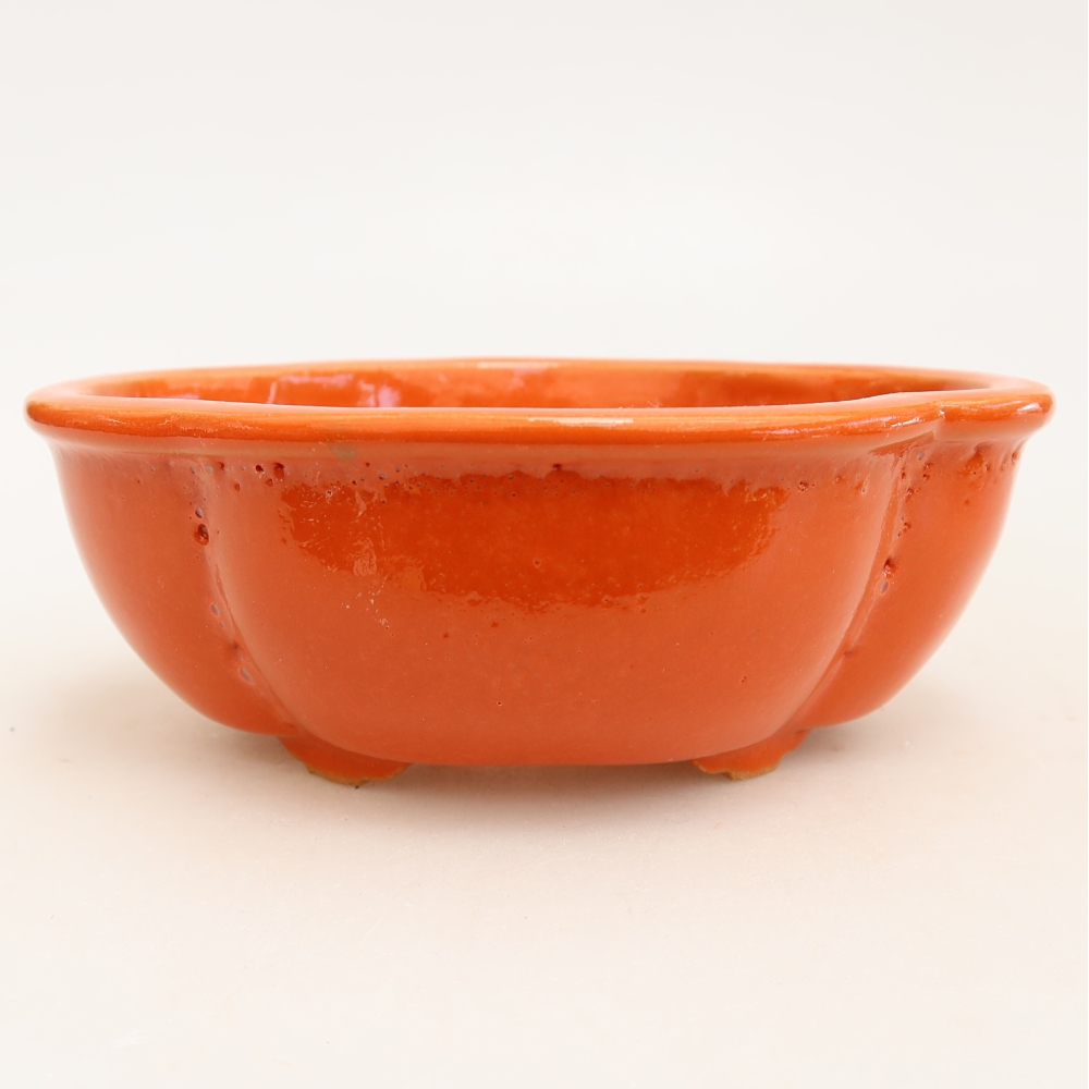 Pot à bonsaï en céramique 12,5 x 10,5 x 4,5 cm, couleur orange