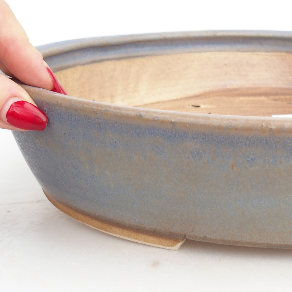 Bol à bonsaï en céramique 31,5 x 28,5 x 6,5 cm, couleur bleu