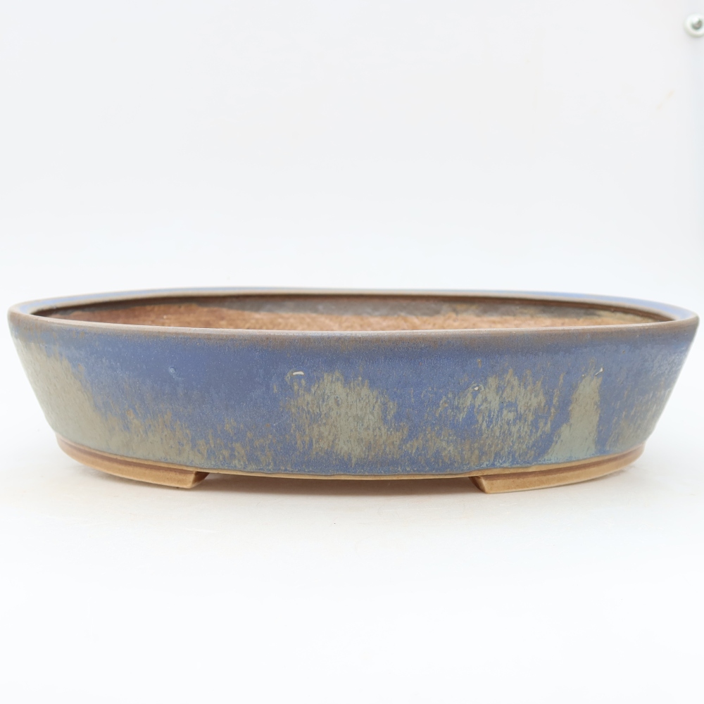 Pot à bonsaï en céramique 32 x 28 x 6,5 cm, couleur bleue