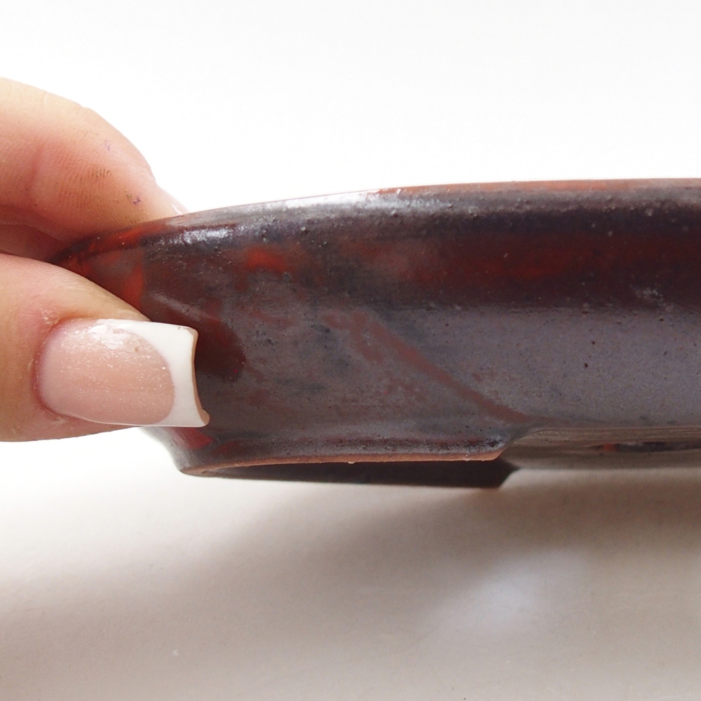 Bol à bonsaï en céramique 15,5 x 11 x 2,5 cm, rouge métallique