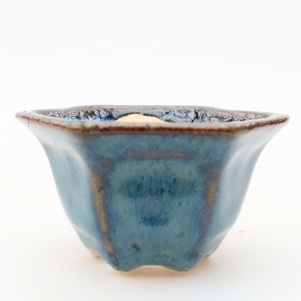 Pot à bonsaï en céramique 5,5 x 5 x 3 cm, couleur bleue