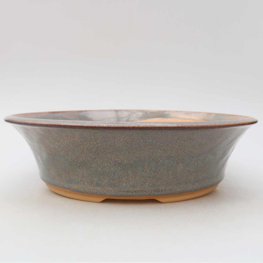 Pot à bonsaï en céramique 26,5 x 26,5 x 7 cm, couleur grise