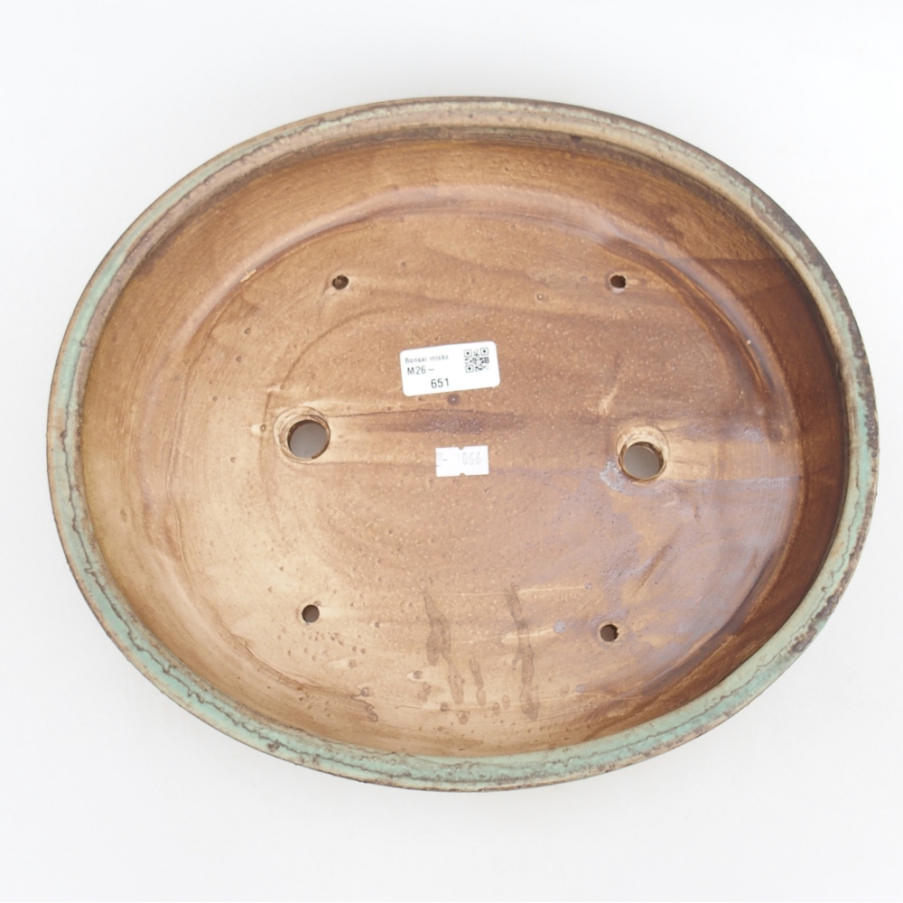 Bol à bonsaï en céramique 31,5 x 28,5 x 6,5 cm, vert
