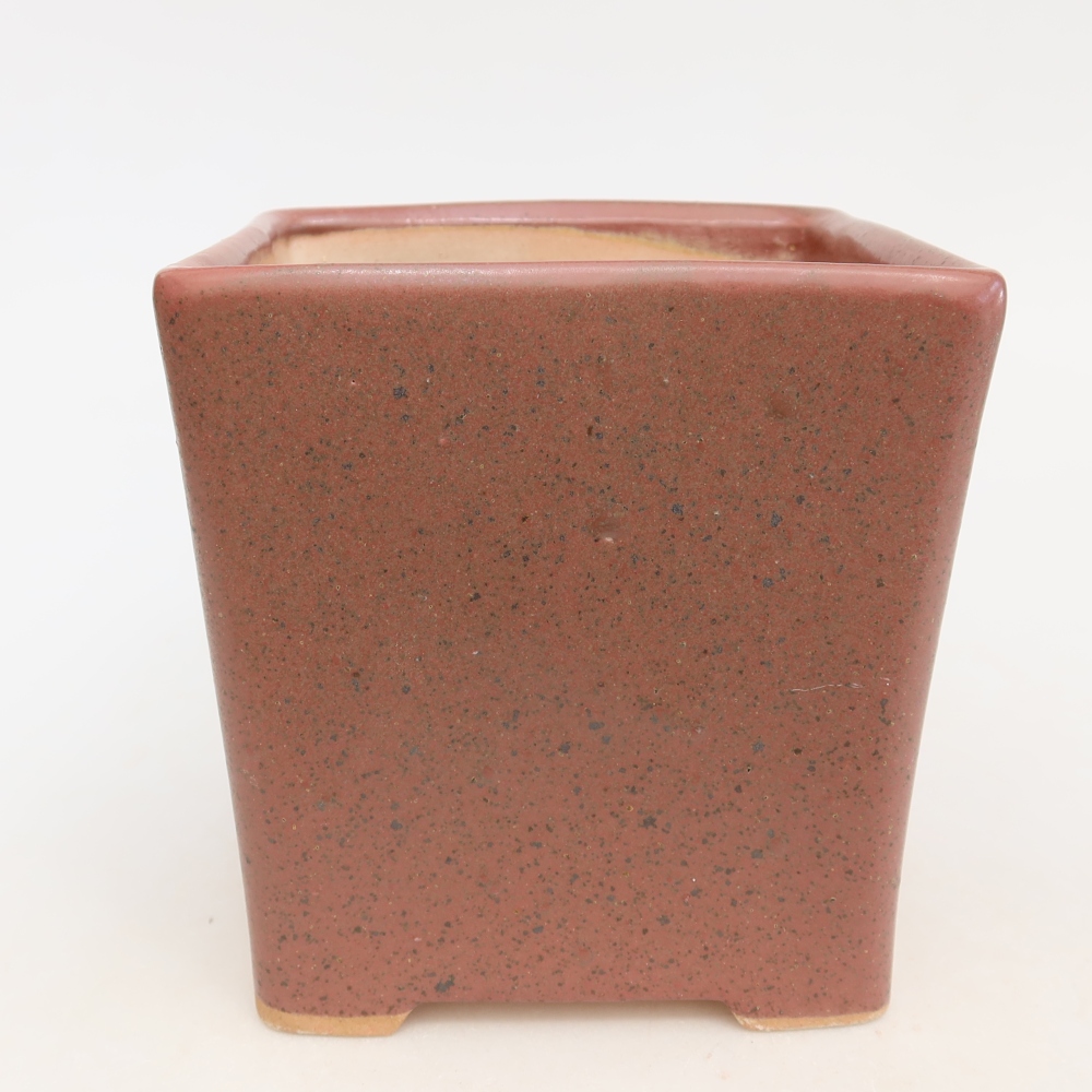 Pot à bonsaï en céramique 13 x 13 x 14 cm, couleur rose