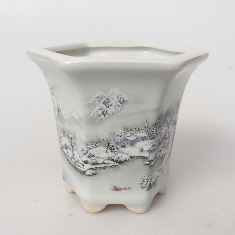 Bol à bonsaï en céramique 10 x 9 x 9 cm, couleur blanc