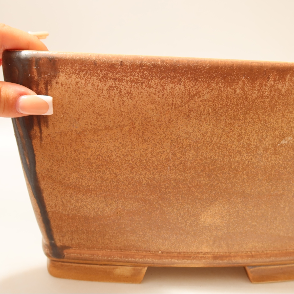 Pot à bonsaï en céramique 26,5 x 26,5 x 15,5 cm, couleur rose