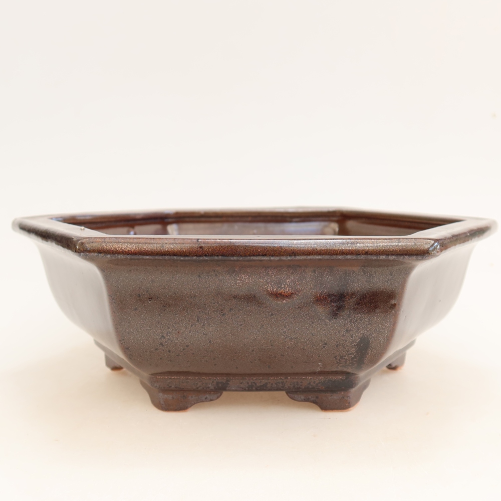 Pot à bonsaï en céramique 24 x 21,5 x 7,5 cm, couleur marron