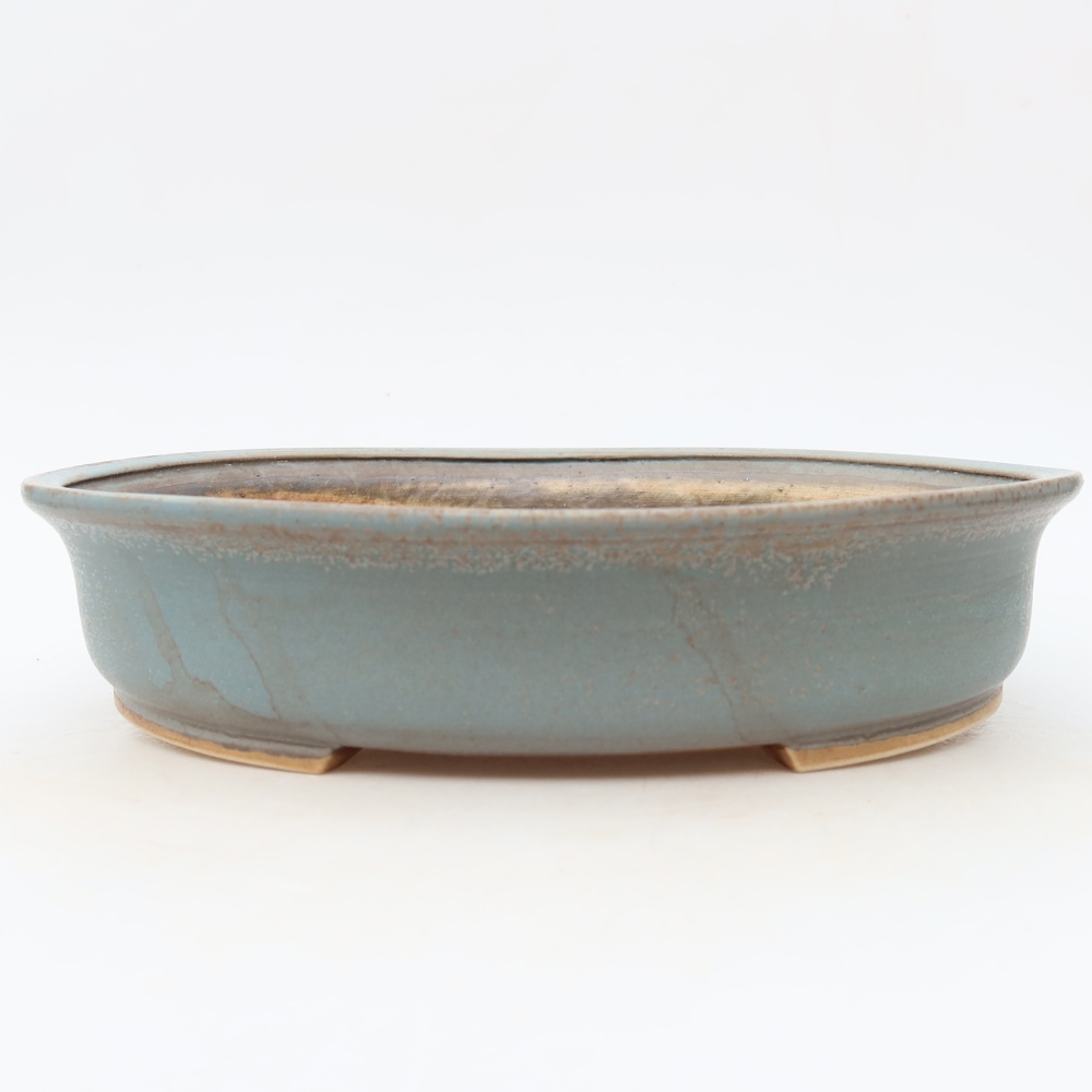 Pot à bonsaï en céramique 27 x 24 x 5,5 cm, couleur bleue