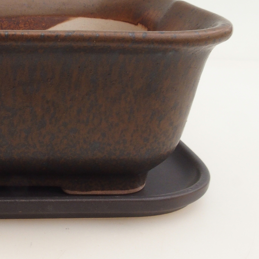 Bol Bonsaï + soucoupe H36 - 17 x 15 x 7,5 cm - marron