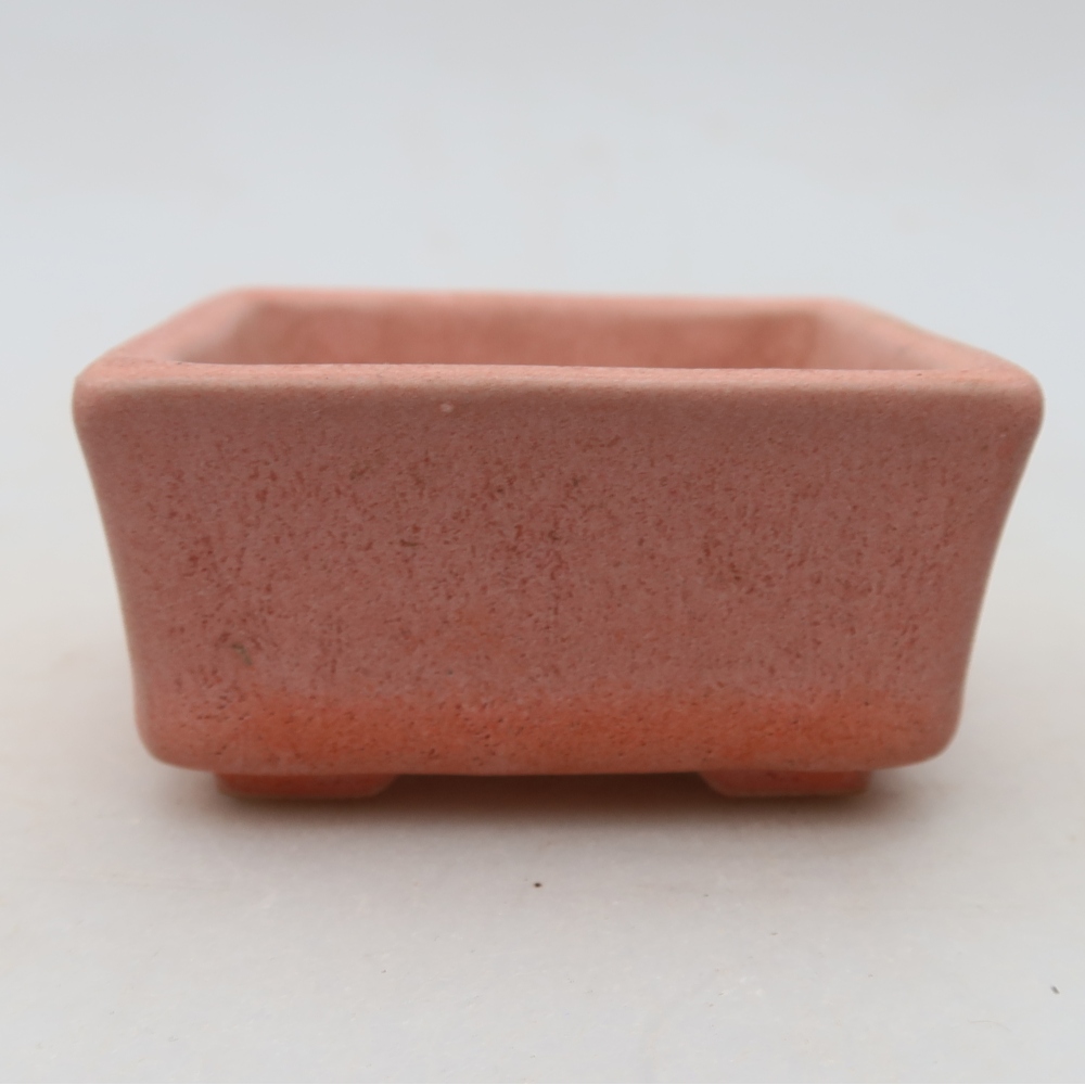 Pot à bonsaï en céramique 7 x 7 x 3,5 cm, couleur rose