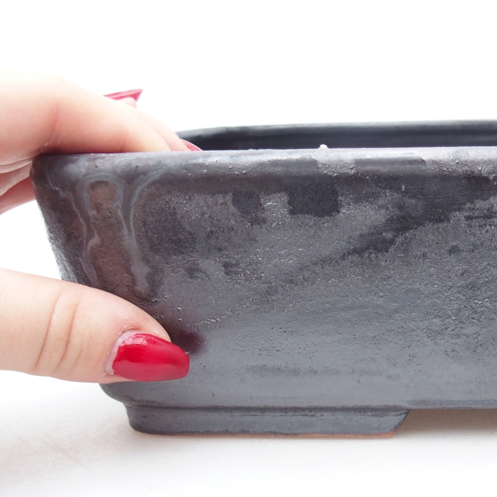 Bol à bonsaï en céramique 26,5 x 20 x 6,5 cm, noir