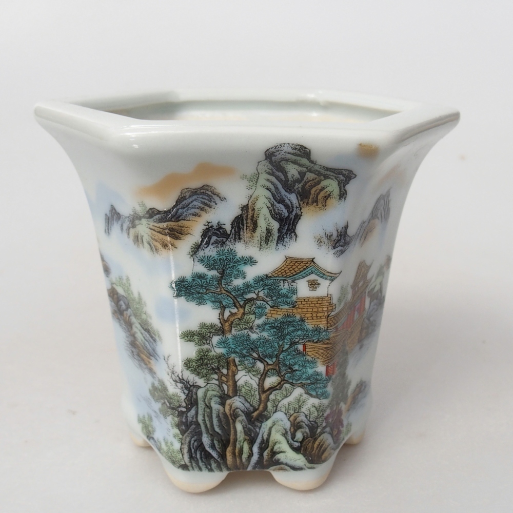 Bol à bonsaï en céramique 10 x 9 x 9 cm, couleur blanc