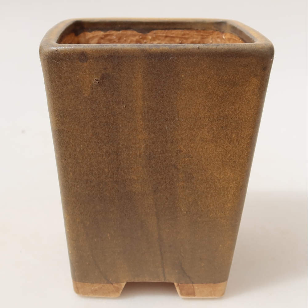 Pot à bonsaï en céramique 8,5 x 8,5 x 10,5 cm, couleur marron