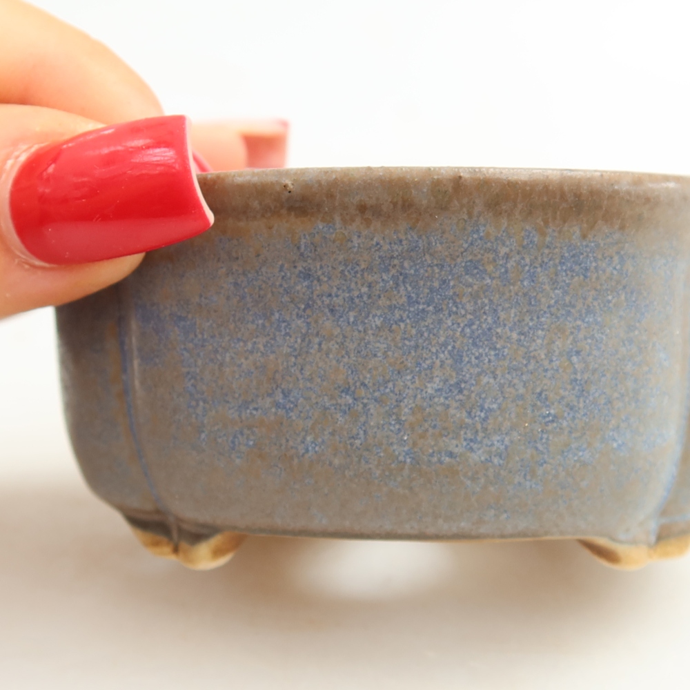 Pot à bonsaï en céramique 8 x 7,5 x 3,5 cm, couleur bleue
