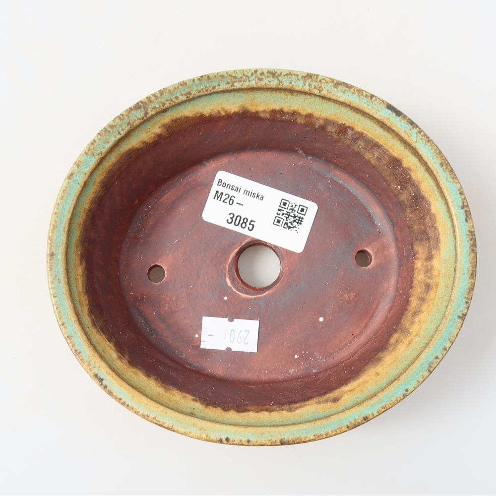 Pot à bonsaï en céramique 14,5 x 13 x 4 cm, couleur verte