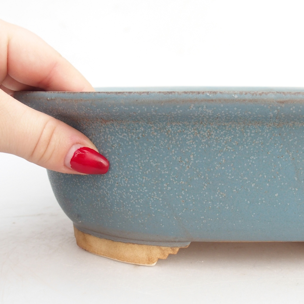 Bol à bonsaï en céramique 25,5 x 21,5 x 8 cm, couleur bleu