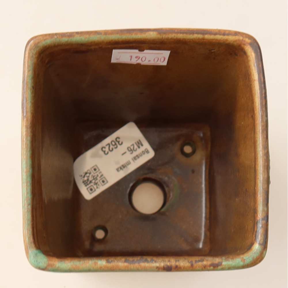 Pot à bonsaï en céramique 9 x 9 x 11,5 cm, couleur marron