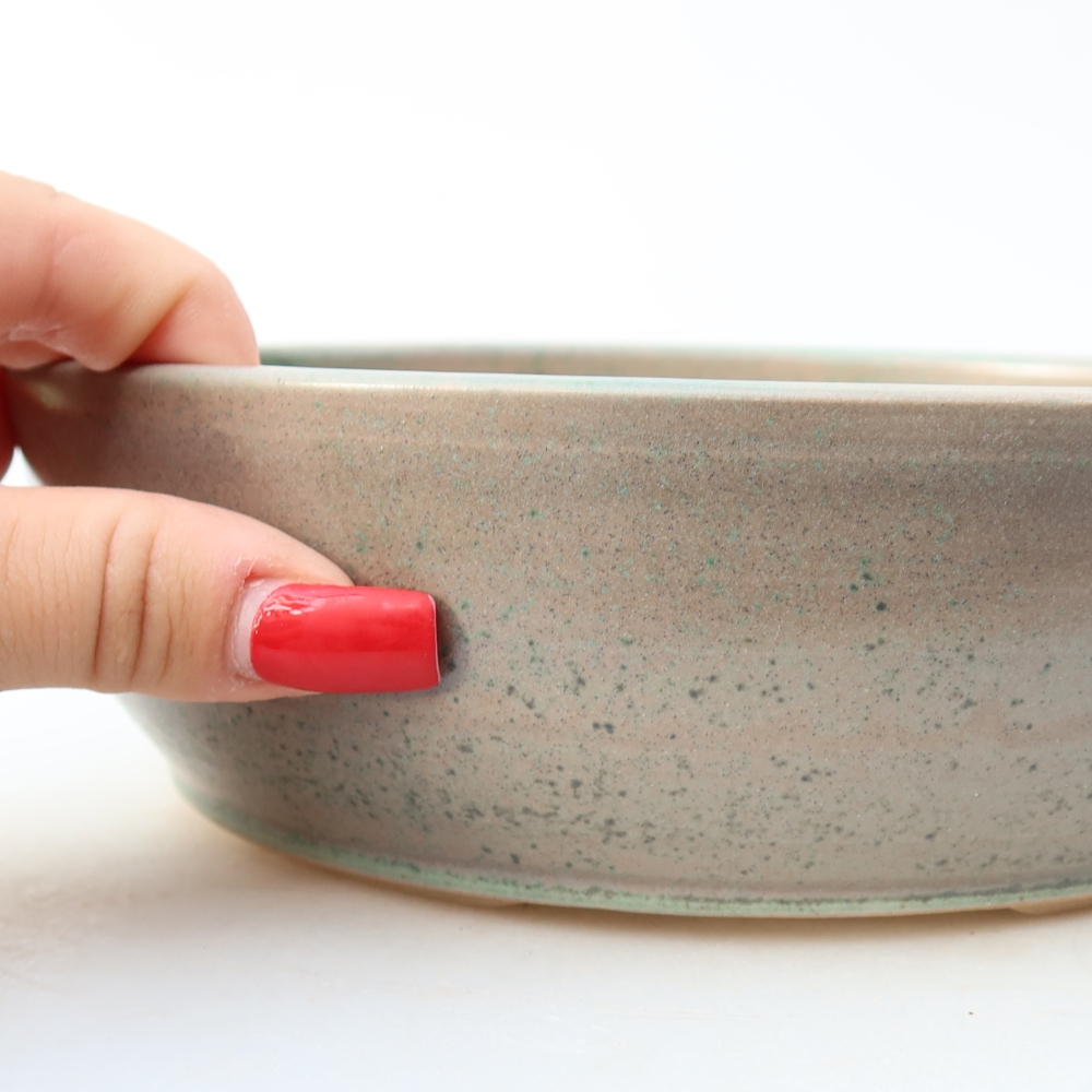 Pot à bonsaï en céramique 20 x 20 x 6 cm, couleur beige