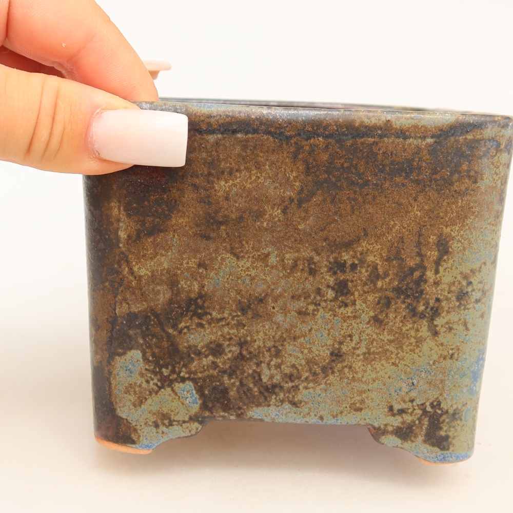 Pot à bonsaï en céramique 10,5 x 10,5 x 8,5 cm, couleur marron