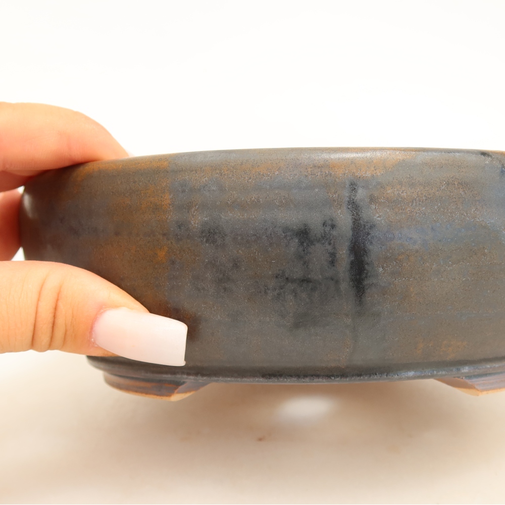 Pot à bonsaï en céramique 17 x 17 x 5,5 cm, couleur marron