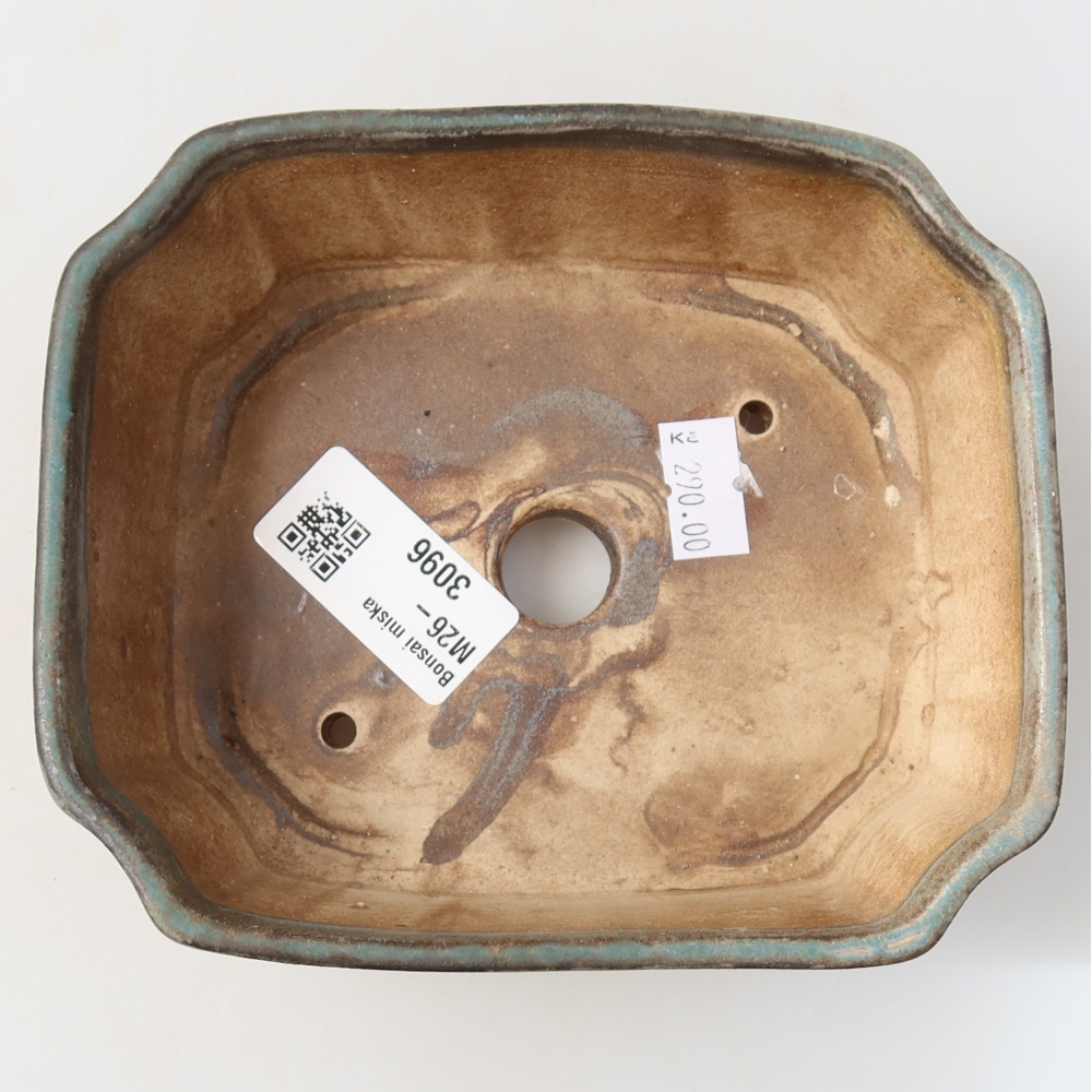 Pot à bonsaï en céramique 14 x 11,5 x 4,5 cm, couleur verte