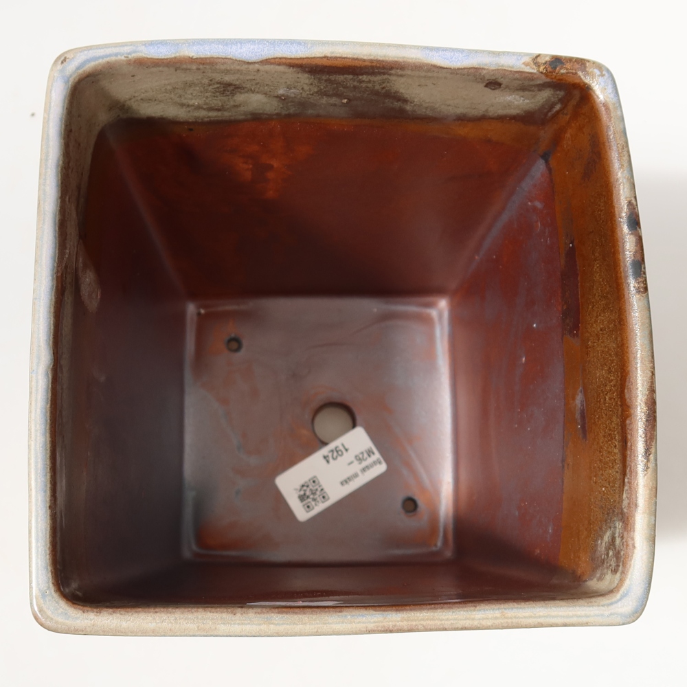 Pot à bonsaï en céramique 15 x 15 x 19,5 cm, couleur vert métallisé