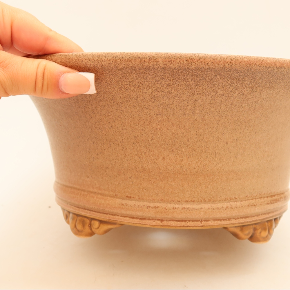Pot à bonsaï en céramique 24,5 x 24,5 x 11 cm, couleur rose