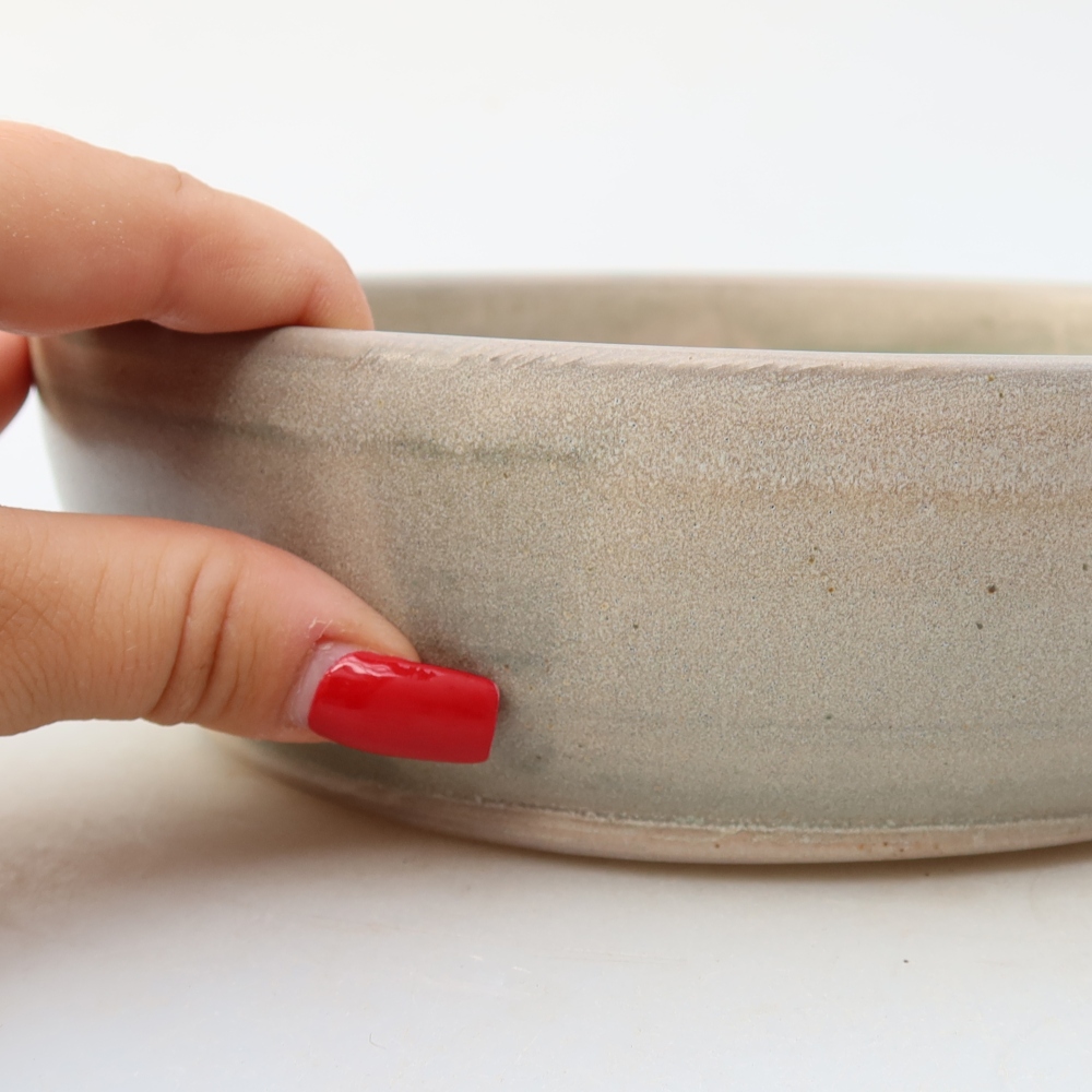 Bol à bonsaï en céramique 20,5 x 20,5 x 6 cm, couleur beige
