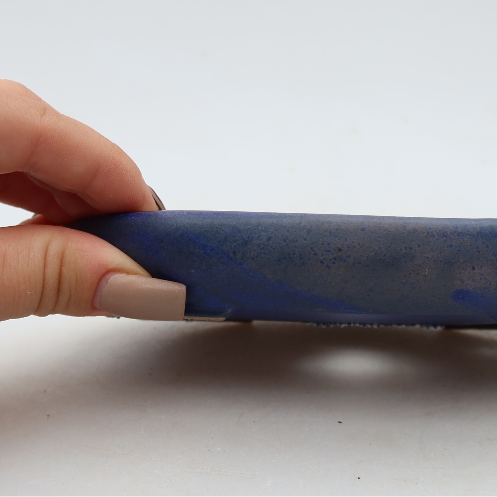 Pot à bonsaï en céramique 17 x 12 x 2,5 cm, couleur bleue