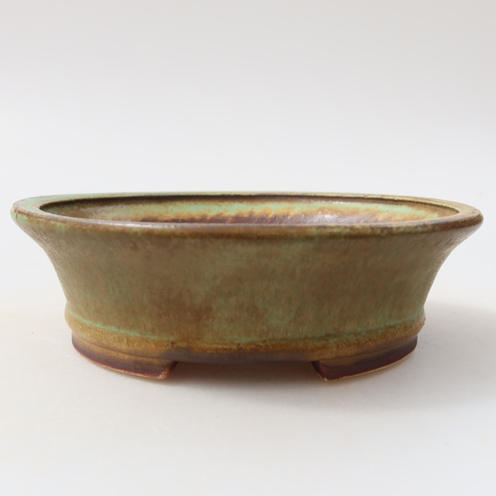 Pot à bonsaï en céramique 12,5 x 11,5 x 4 cm, couleur verte