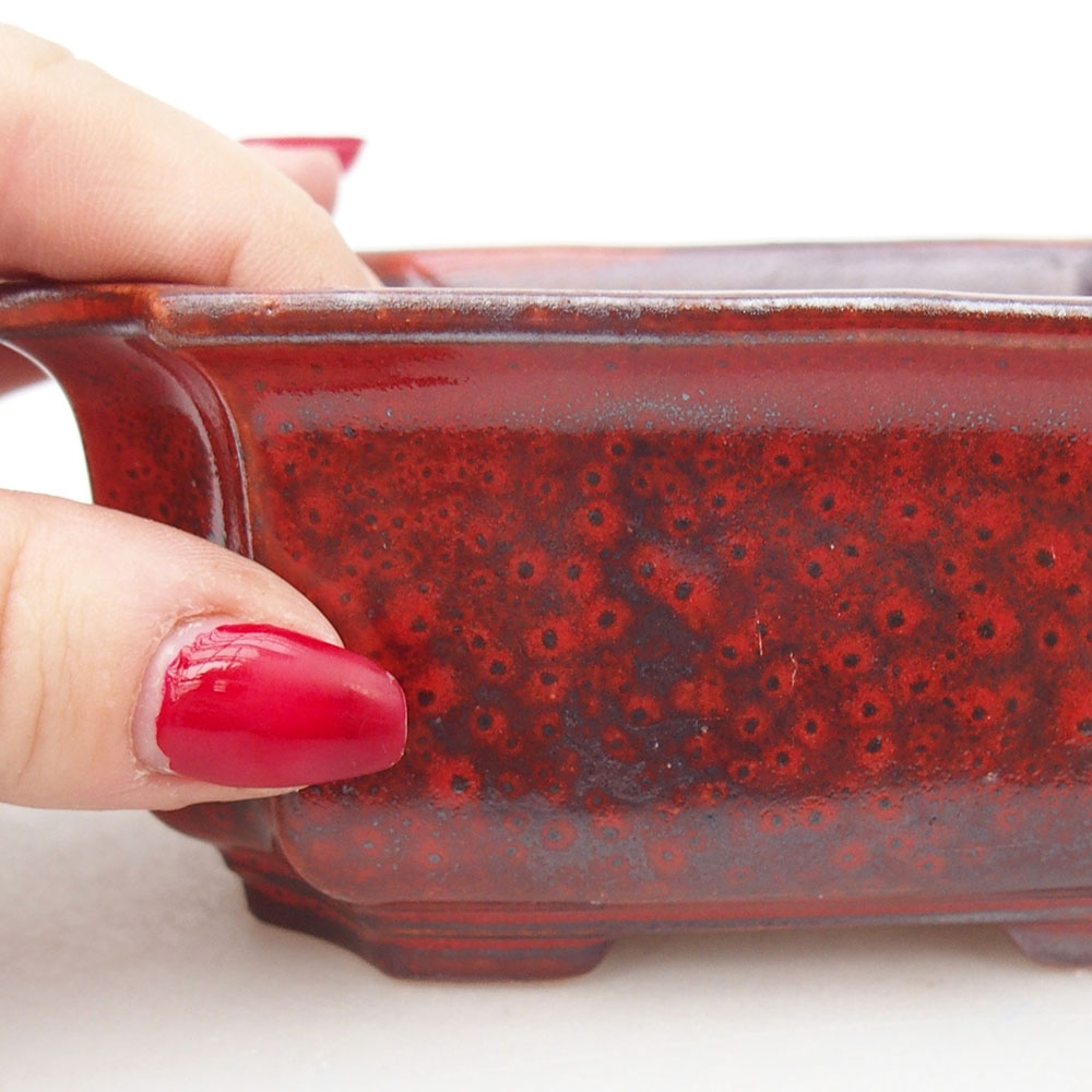 Bol à bonsaï en céramique 12,5 x 9 x 5,5 cm, couleur rouge