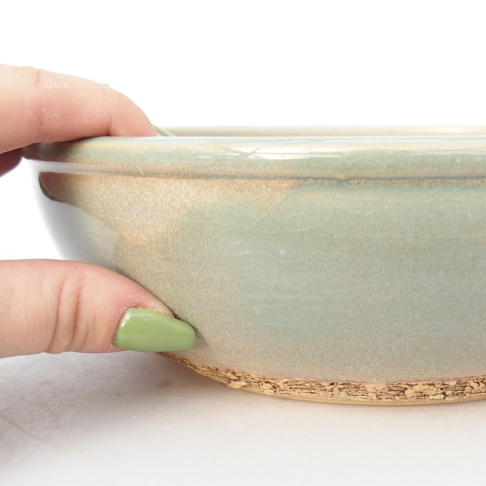 Bol à bonsaï en céramique 20 x 20 x 6 cm, vert