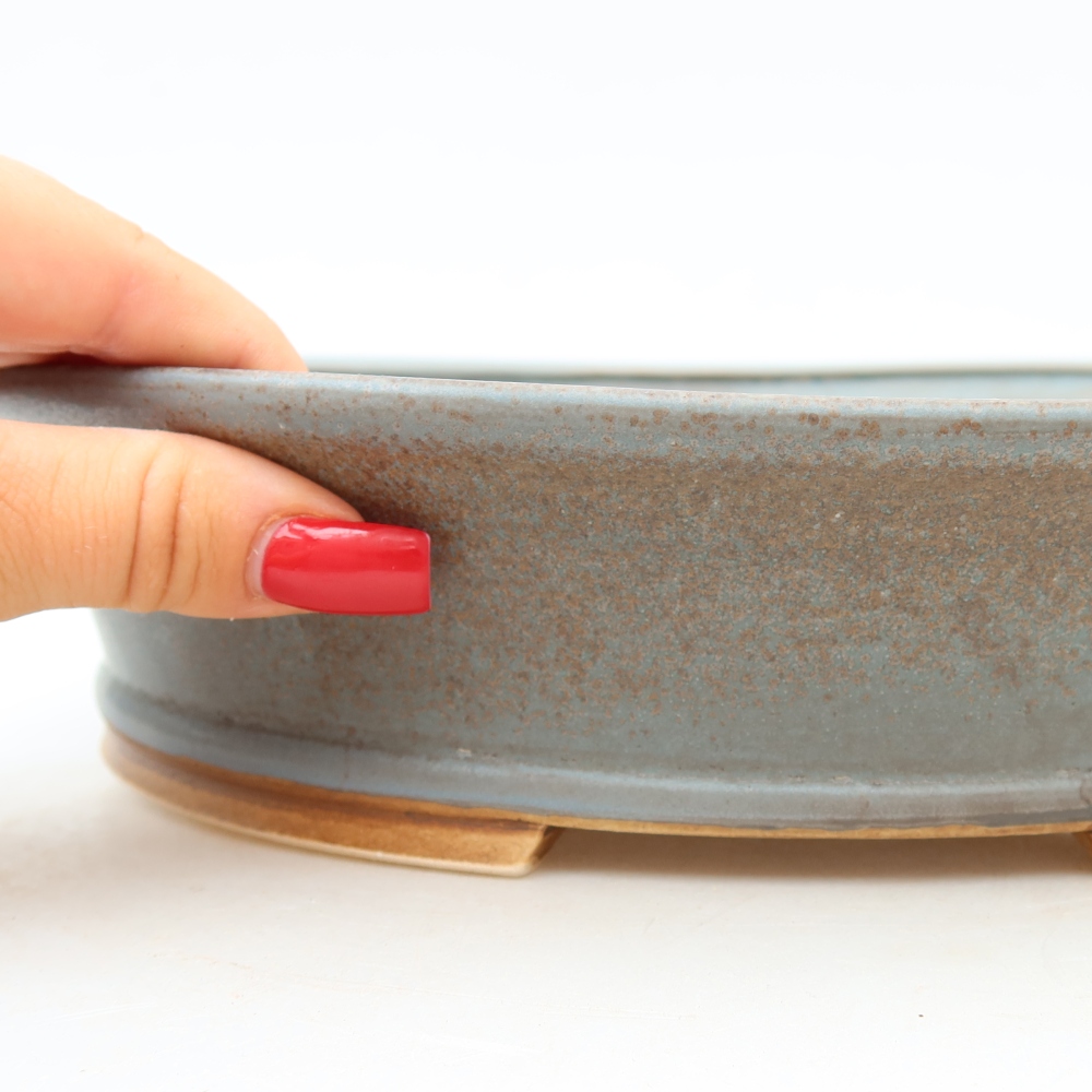 Pot à bonsaï en céramique 27 x 24,5 x 6 cm, couleur bleue