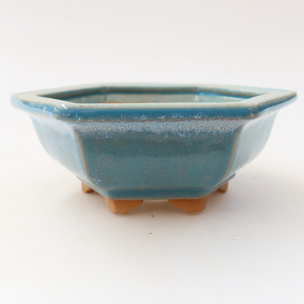 Bol à bonsaï en céramique 12 x 10,5 x 4,5 cm, couleur bleu