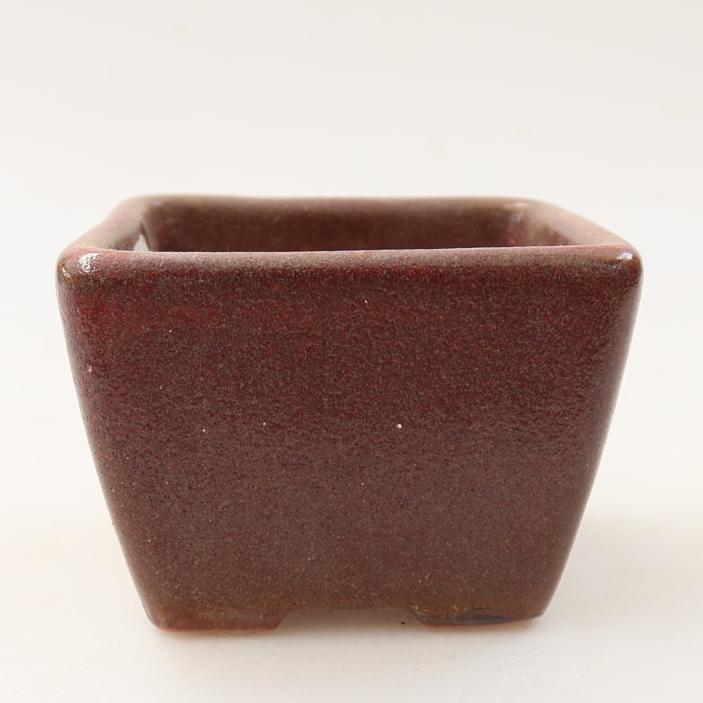 Pot à bonsaï en céramique 6,5 x 6,5 x 5 cm, couleur marron