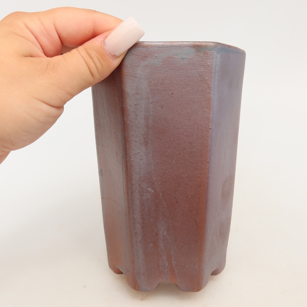 Pot à bonsaï en céramique 9,5 x 8,5 x 14,5 cm, couleur métallique