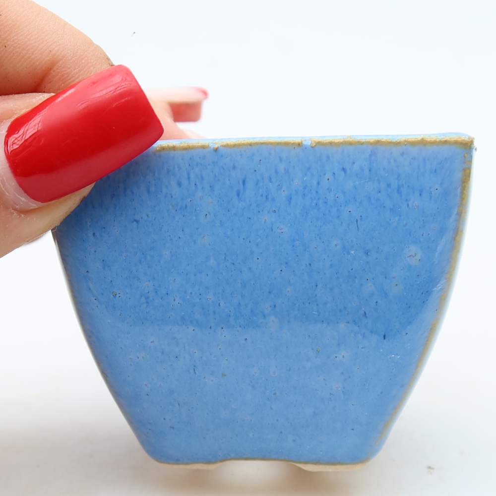 Bol à bonsaï en céramique 5,5 x 5,5 x 4,5 cm, couleur bleu