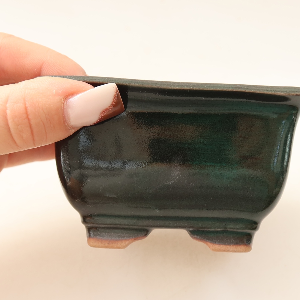 Pot à bonsaï en céramique 9,5 x 9,5 x 5,5 cm, couleur verte