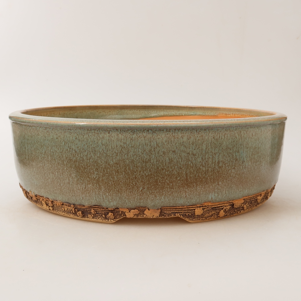 Pot à bonsaï en céramique 29 x 29 x 8,5 cm, couleur verte