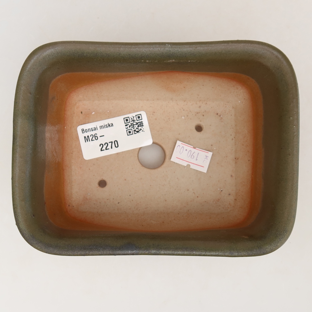 Bol à bonsaï en céramique 13,5 x 10,5 x 6 cm, vert