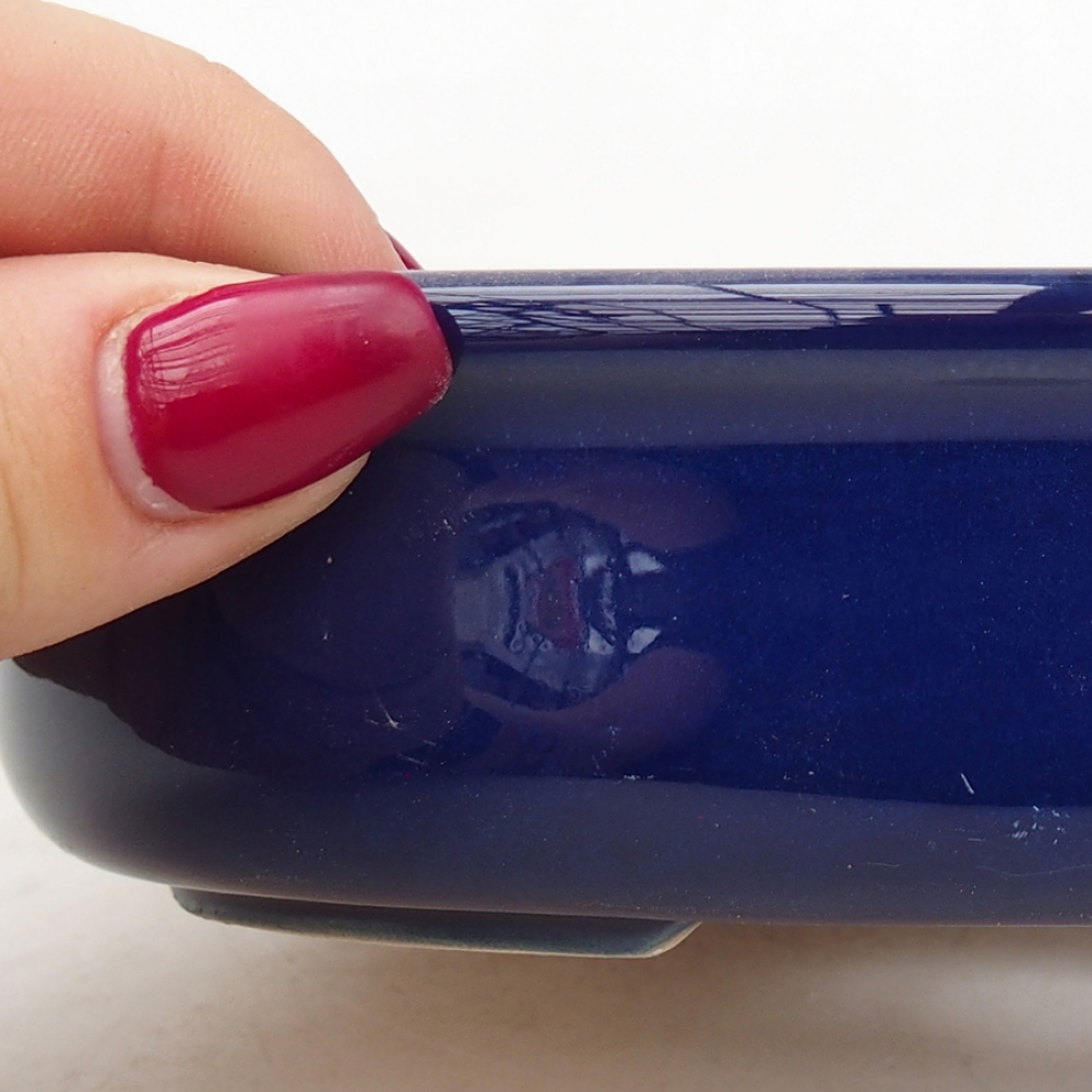 Bol à bonsaï en céramique 15 x 11 x 3,5 cm, couleur bleu