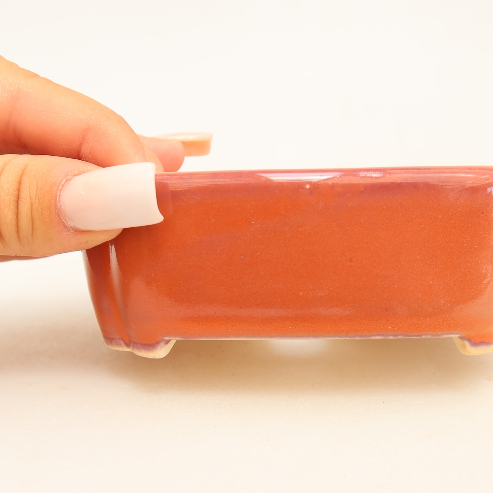 Pot à bonsaï en céramique 10,5 x 8 x 4 cm, couleur orange