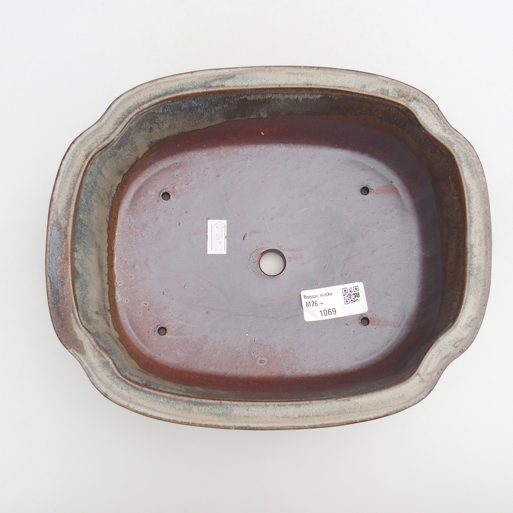 Bol à bonsaï en céramique 24 x 19,5 x 7 cm, brun