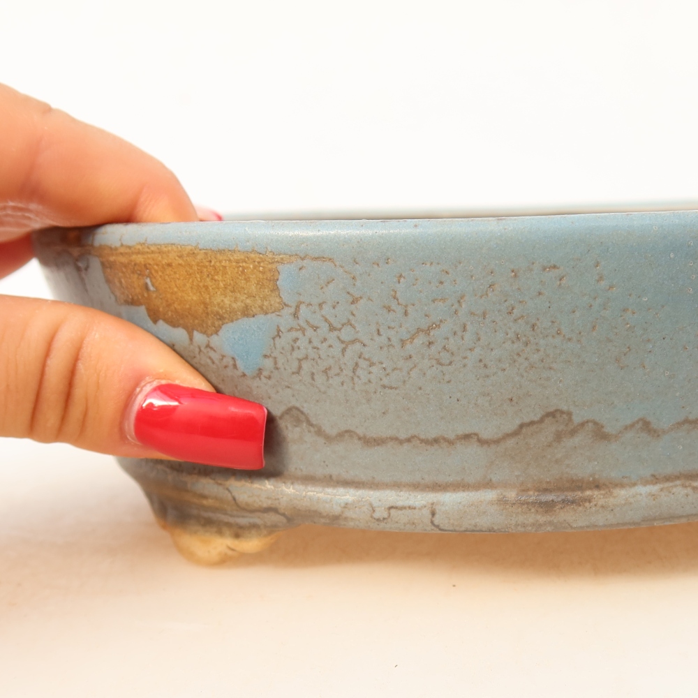 Bol à bonsaï en céramique 18 x 18 x 5 cm, couleur bleu