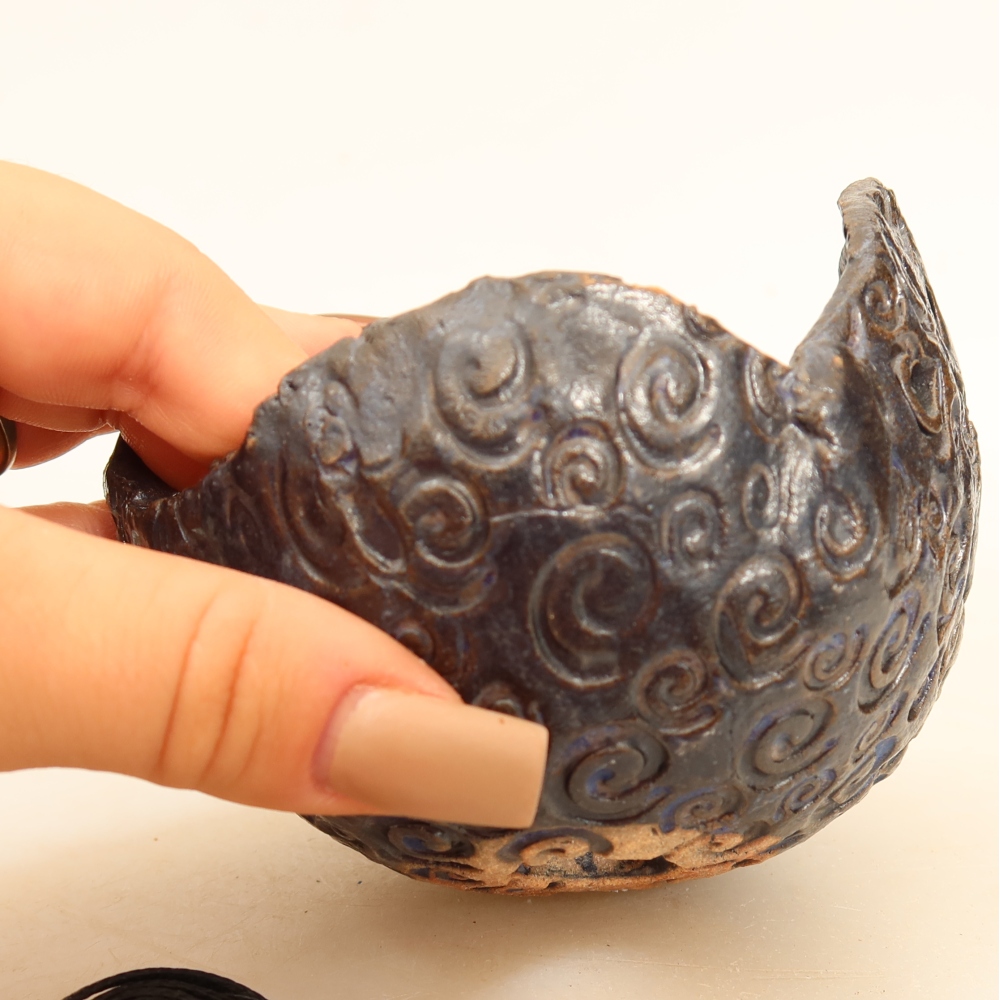 Coquille en céramique pour kokedama, 10 x 9 x 8 cm, couleur bleue