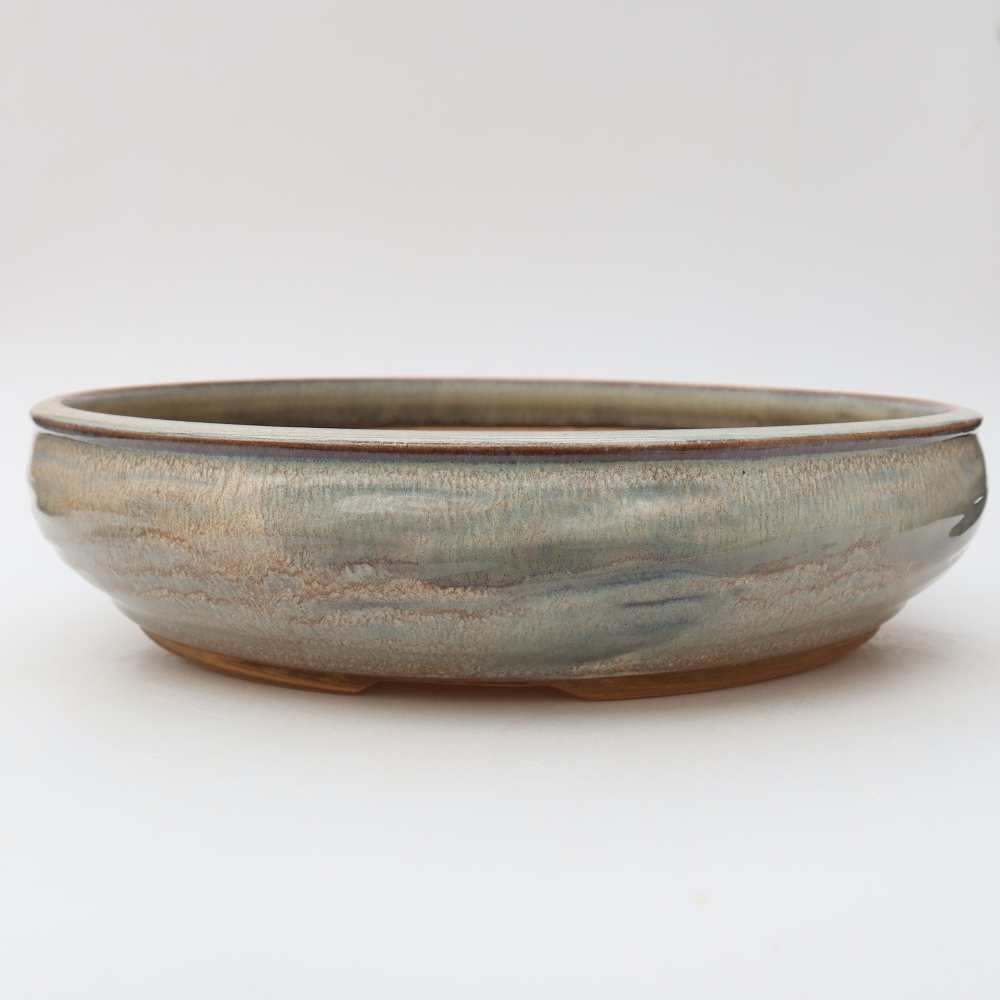 Pot à bonsaï en céramique 30 x 30 x 7 cm, couleur grise