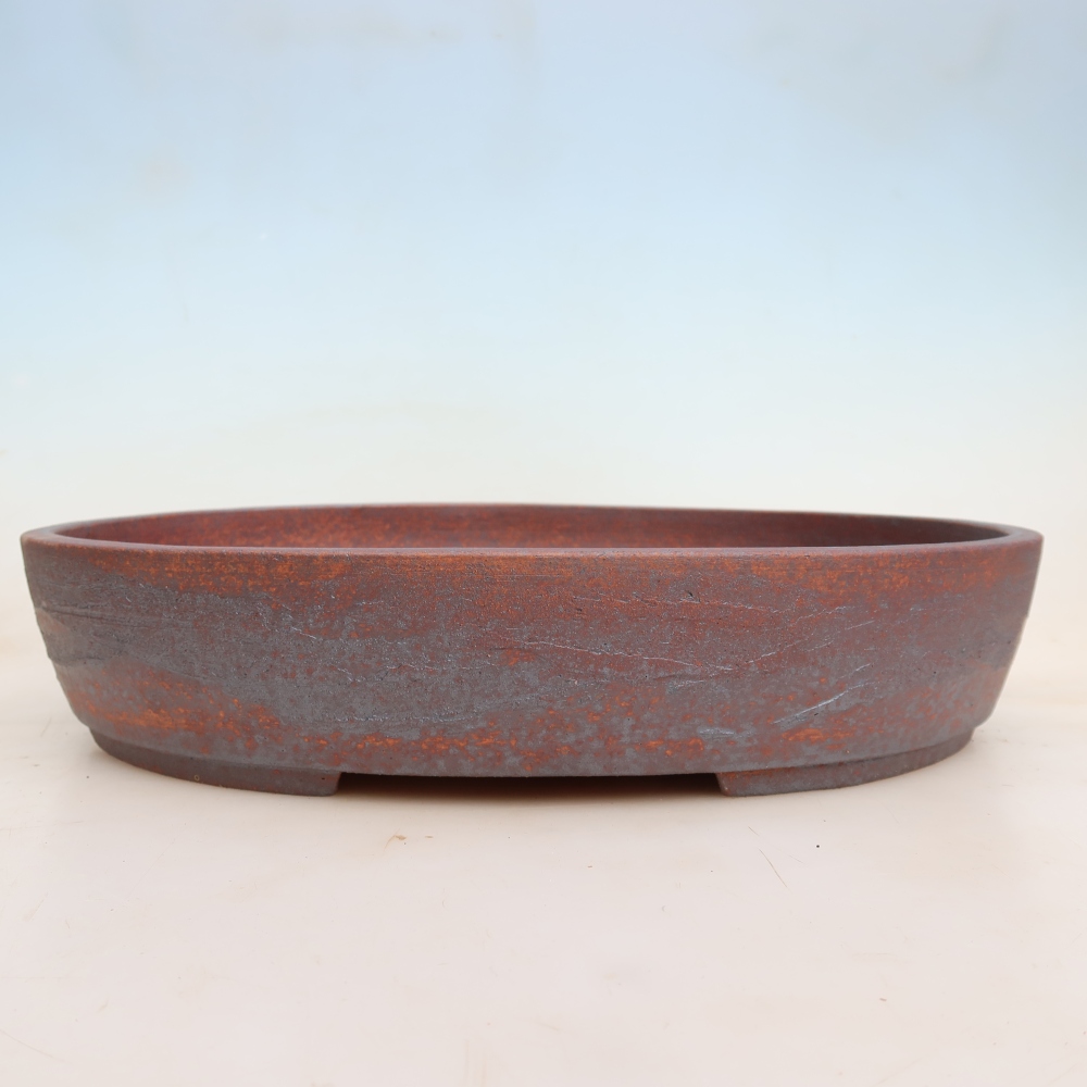 Pot à bonsaï en céramique 37 x 30 x 7,5 cm, couleur métallique