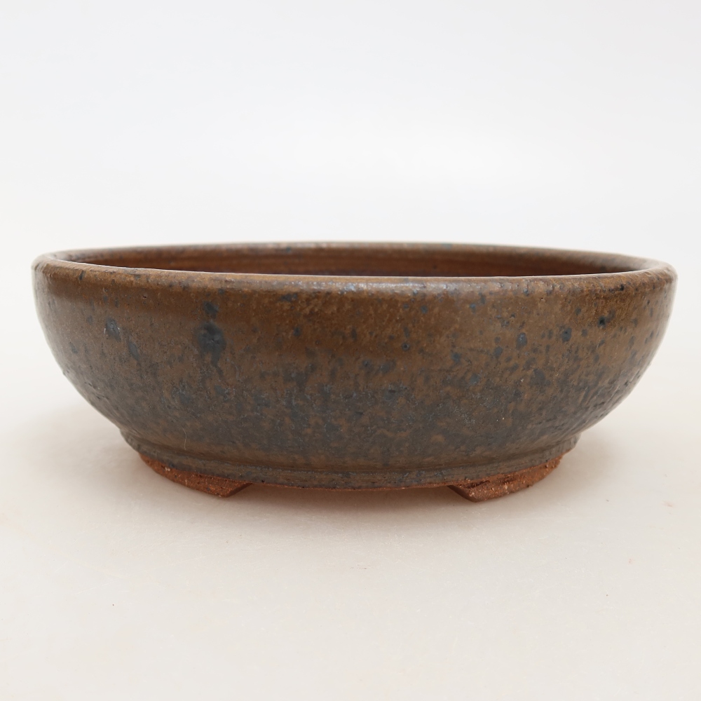 Pot à bonsaï en céramique 14,5 x 14,5 x 4,5 cm, couleur marron