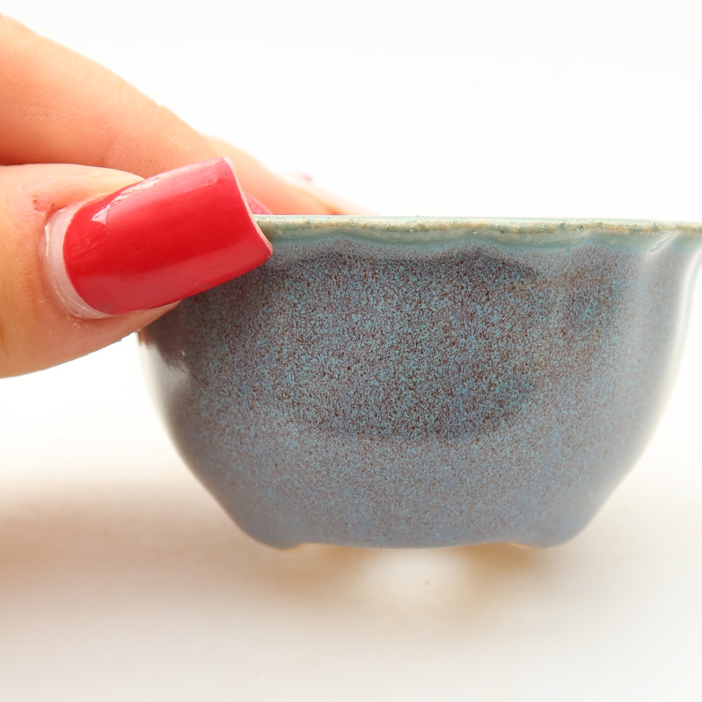Pot à bonsaï en céramique 7 x 7 x 3,5 cm, couleur grise