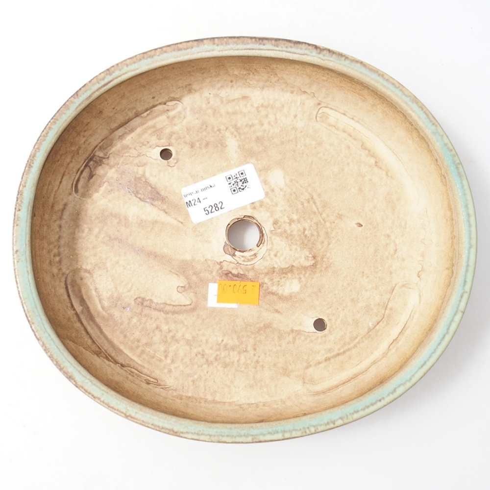 Bol à bonsaï en céramique 22,5 x 20 x 4 cm, vert